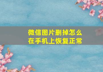 微信图片删掉怎么在手机上恢复正常