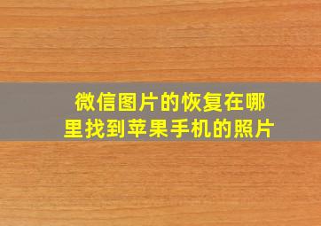 微信图片的恢复在哪里找到苹果手机的照片