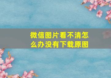 微信图片看不清怎么办没有下载原图