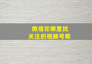 微信在哪里找关注的视频号呢