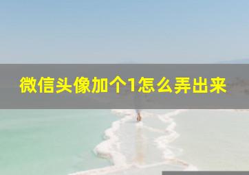 微信头像加个1怎么弄出来