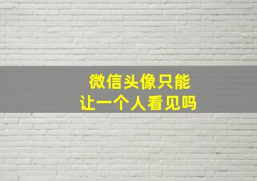 微信头像只能让一个人看见吗