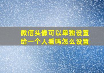 微信头像可以单独设置给一个人看吗怎么设置