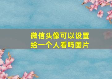 微信头像可以设置给一个人看吗图片