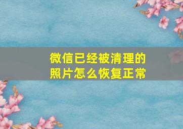 微信已经被清理的照片怎么恢复正常