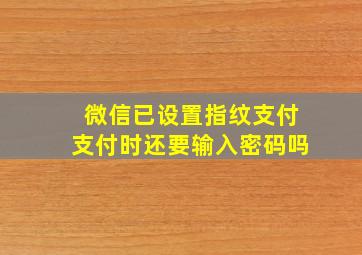 微信已设置指纹支付支付时还要输入密码吗