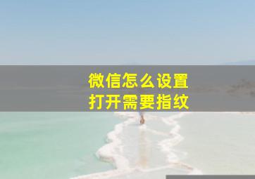 微信怎么设置打开需要指纹