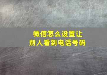 微信怎么设置让别人看到电话号码