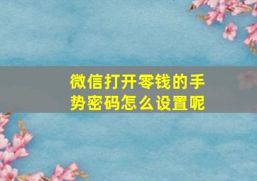 微信打开零钱的手势密码怎么设置呢