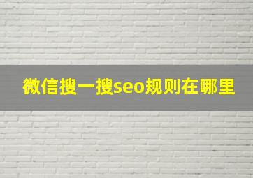 微信搜一搜seo规则在哪里