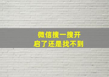 微信搜一搜开启了还是找不到