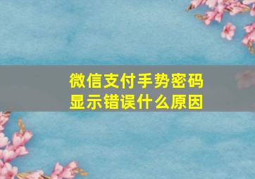 微信支付手势密码显示错误什么原因