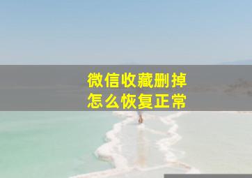 微信收藏删掉怎么恢复正常