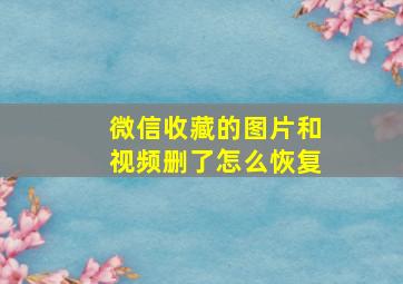 微信收藏的图片和视频删了怎么恢复