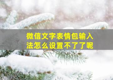 微信文字表情包输入法怎么设置不了了呢