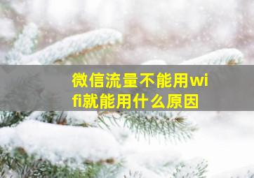 微信流量不能用wifi就能用什么原因