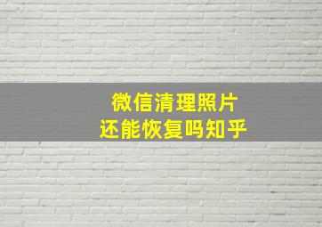 微信清理照片还能恢复吗知乎