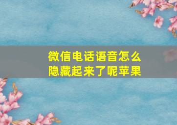 微信电话语音怎么隐藏起来了呢苹果