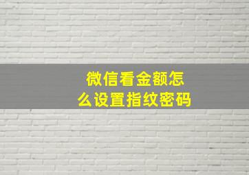 微信看金额怎么设置指纹密码