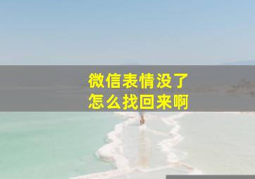 微信表情没了怎么找回来啊