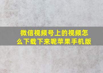 微信视频号上的视频怎么下载下来呢苹果手机版