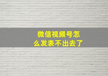 微信视频号怎么发表不出去了