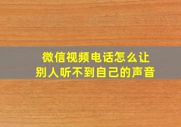 微信视频电话怎么让别人听不到自己的声音