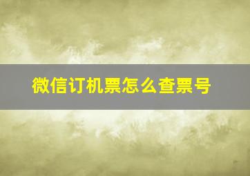 微信订机票怎么查票号