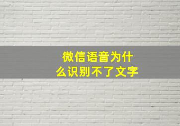 微信语音为什么识别不了文字