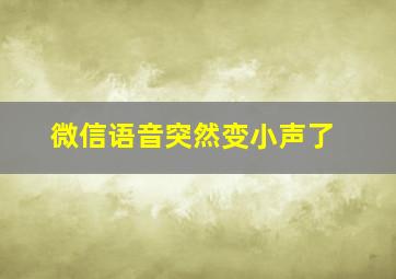 微信语音突然变小声了