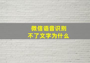 微信语音识别不了文字为什么