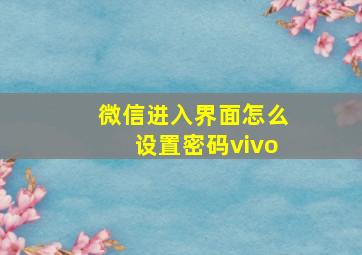 微信进入界面怎么设置密码vivo