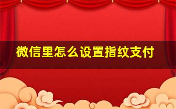 微信里怎么设置指纹支付