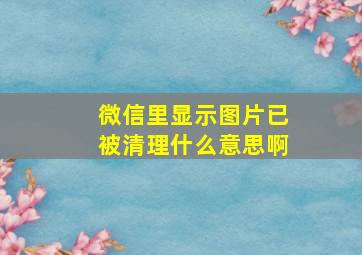 微信里显示图片已被清理什么意思啊