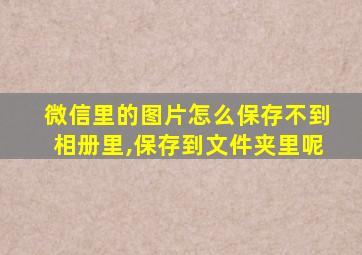 微信里的图片怎么保存不到相册里,保存到文件夹里呢