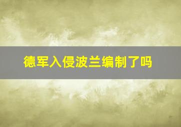 德军入侵波兰编制了吗