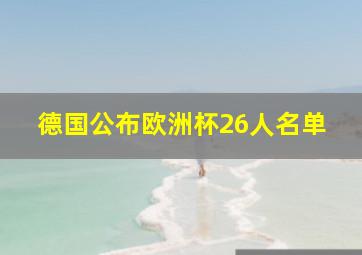 德国公布欧洲杯26人名单