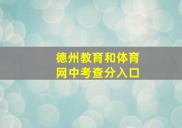 德州教育和体育网中考查分入口