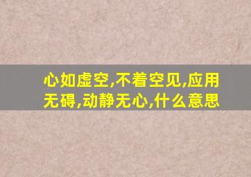 心如虚空,不着空见,应用无碍,动静无心,什么意思