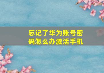 忘记了华为账号密码怎么办激活手机