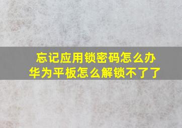 忘记应用锁密码怎么办华为平板怎么解锁不了了