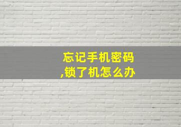 忘记手机密码,锁了机怎么办