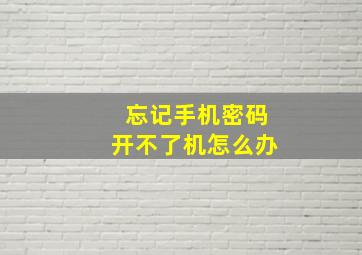 忘记手机密码开不了机怎么办