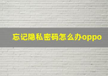 忘记隐私密码怎么办oppo