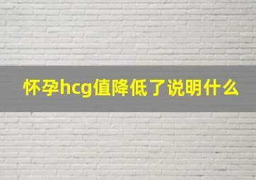 怀孕hcg值降低了说明什么