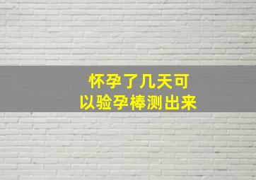 怀孕了几天可以验孕棒测出来