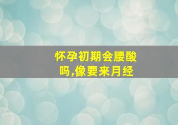 怀孕初期会腰酸吗,像要来月经