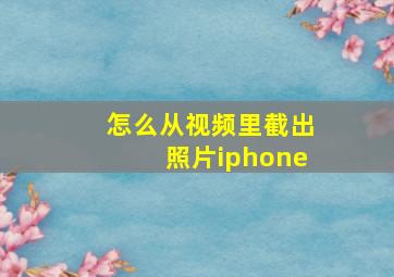 怎么从视频里截出照片iphone