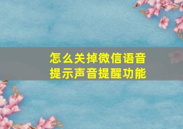 怎么关掉微信语音提示声音提醒功能