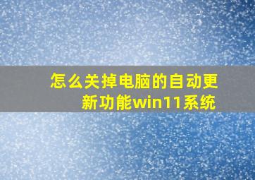 怎么关掉电脑的自动更新功能win11系统